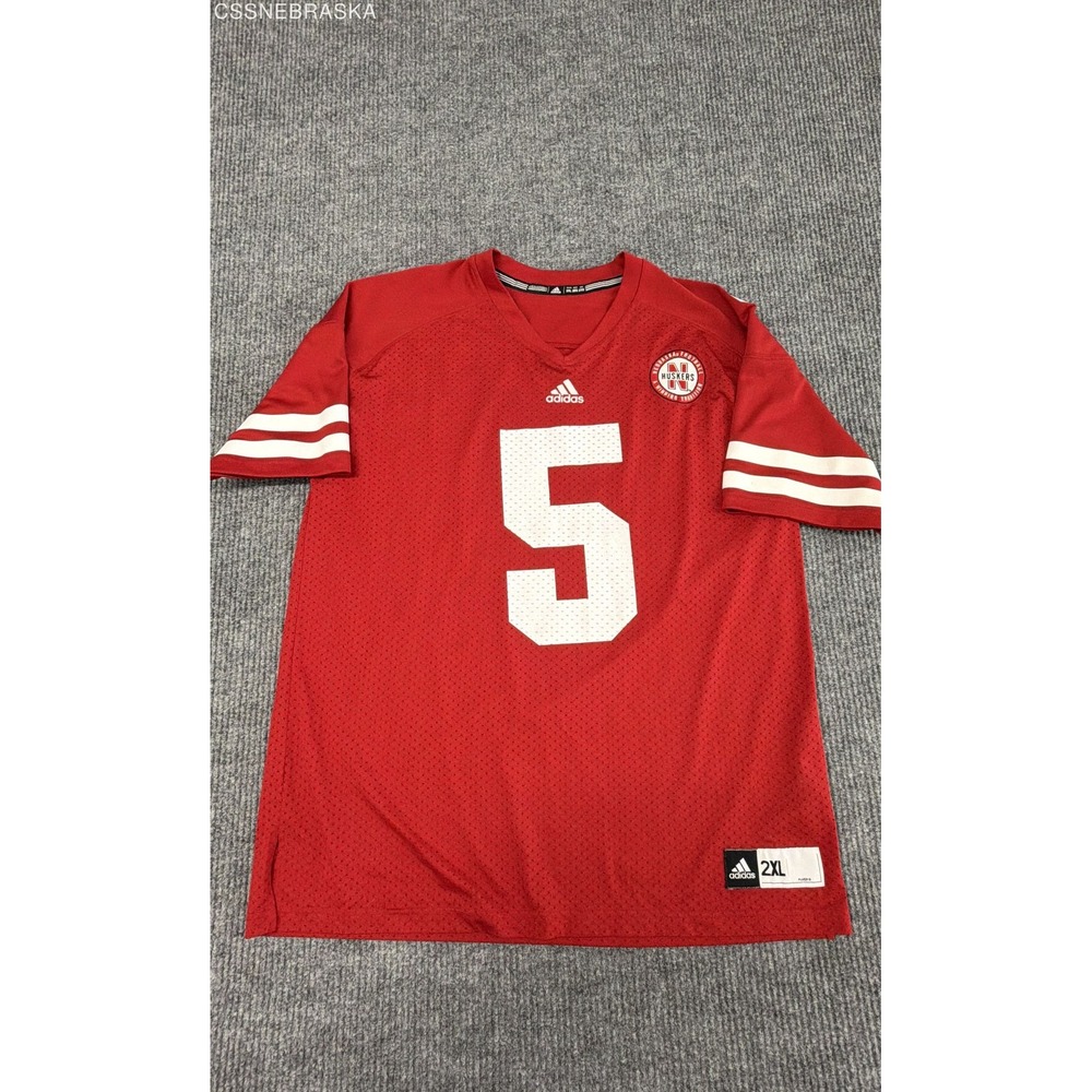 Adidas Mens Nebraska Cornhuskers Football Jersey Replica No 5 Red 2XL 7661A 13